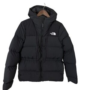 The North Face Puffer Jacket Womens 550 Down Hood Black Size Medium Warm Outdoor